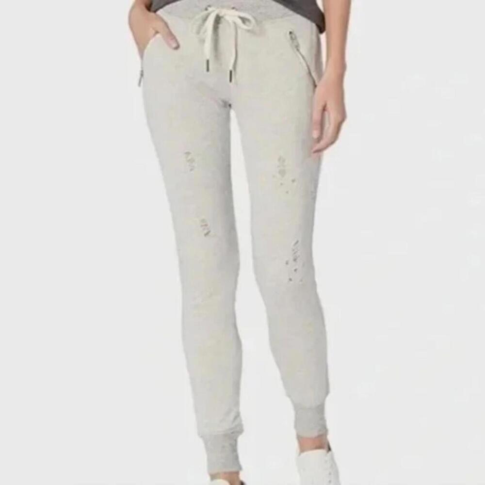N:philanthropy distressed black sweatpant